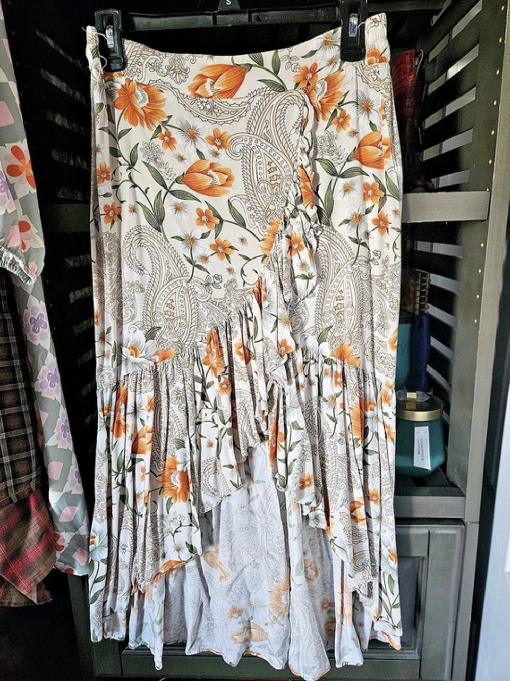 Floral High Low Skirt